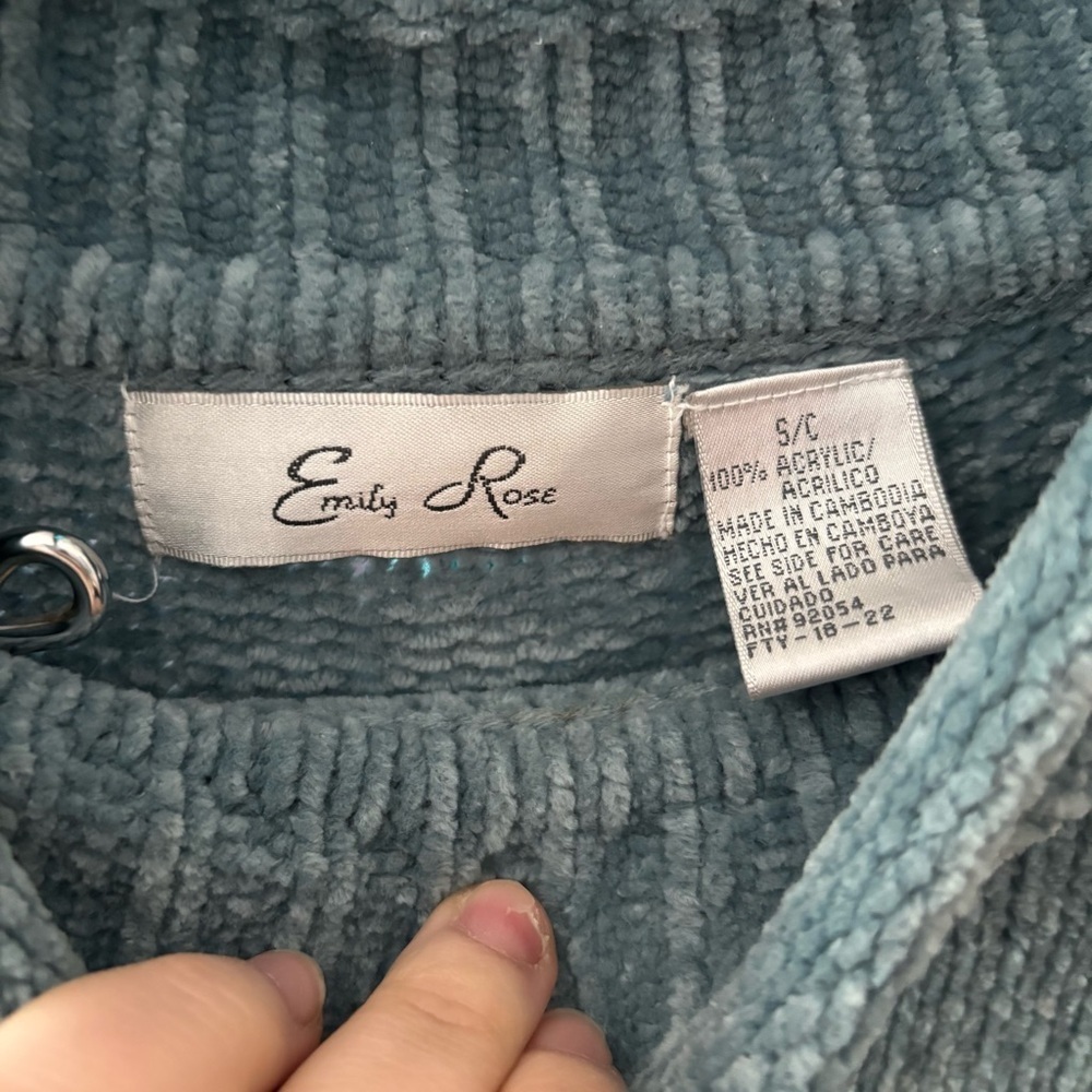 Vintage emily rose chenille knit oversized blue sweater size small - Picture 5 of 7